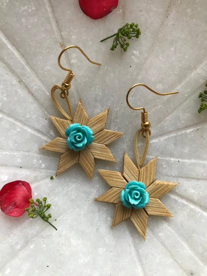 Handcrafted Bamboo Star Flower Earrings