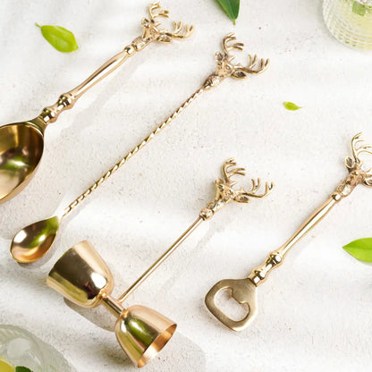 Saarang Bar Set | Lead-free Brass | Set of 4 | Gifting