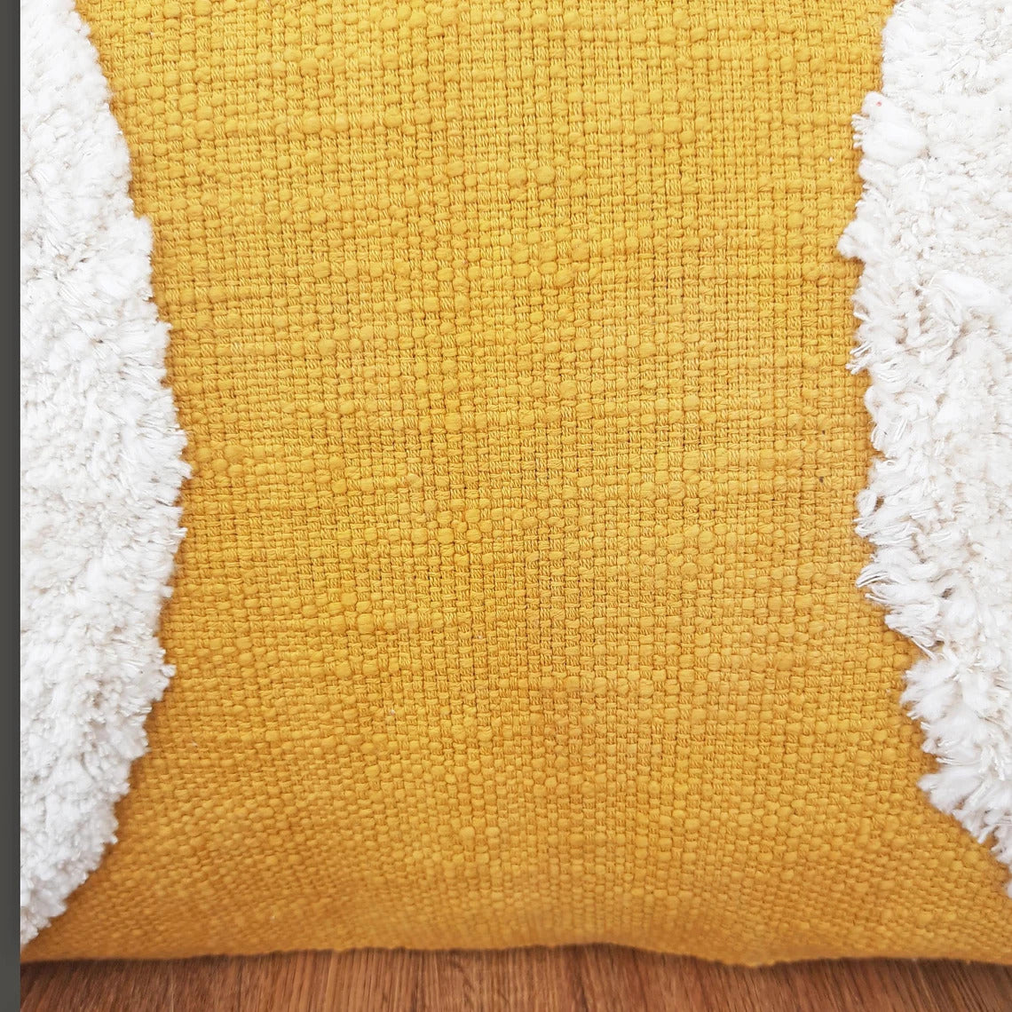 Mustard Yellow & Ivory Tufted Boho Textured Cotton cushion cover