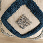 Ivory and Navy Blue Diamond Design Handtufted Cushion Cover