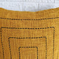 Mustard Yellow Kantha Cotton Square Design Cushion Cover