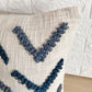 Ivory, Teal Blue and Bluish Grey Tufted Cotton Cushion Cover