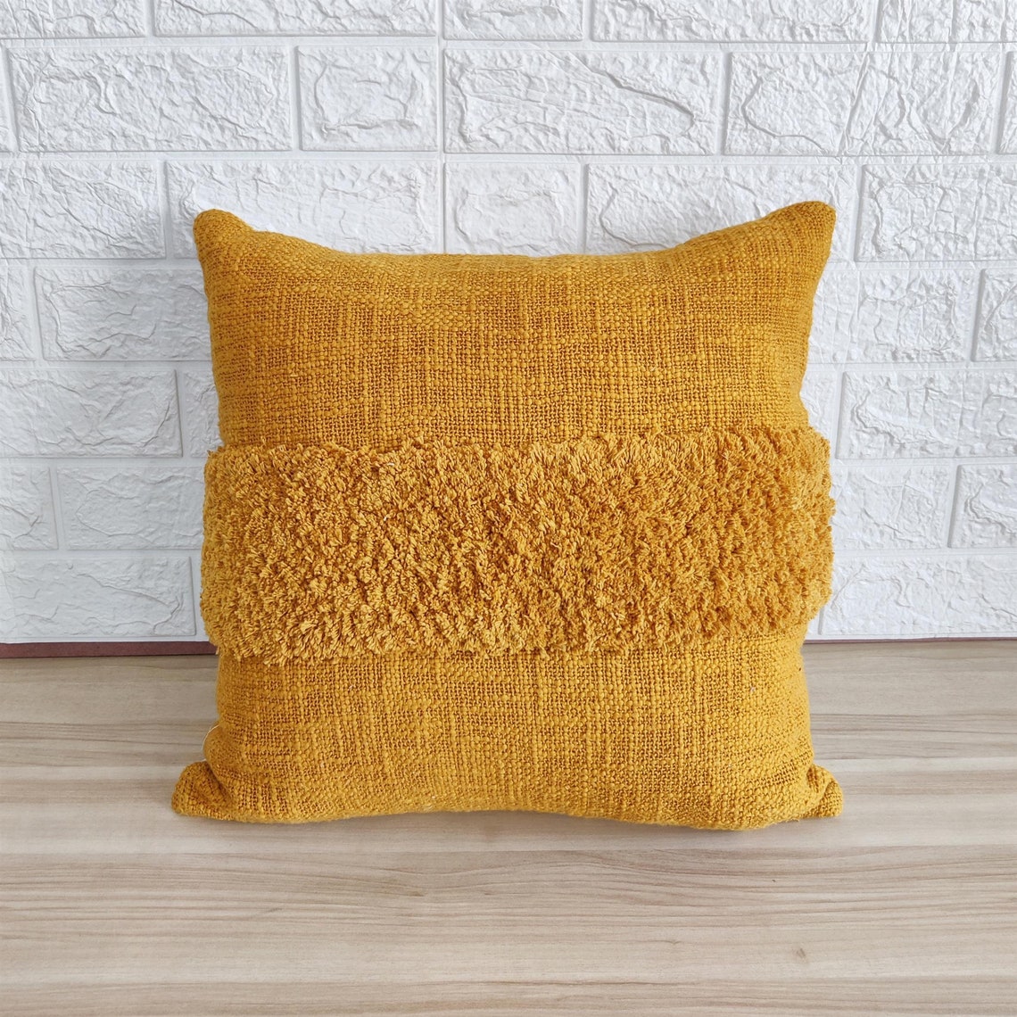 Mustard Yellow Cotton Boho Cushion Cover