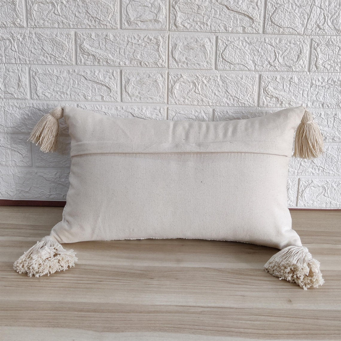 Natural White Off White Ivory Cotton Tufted Boho Cushion Cover