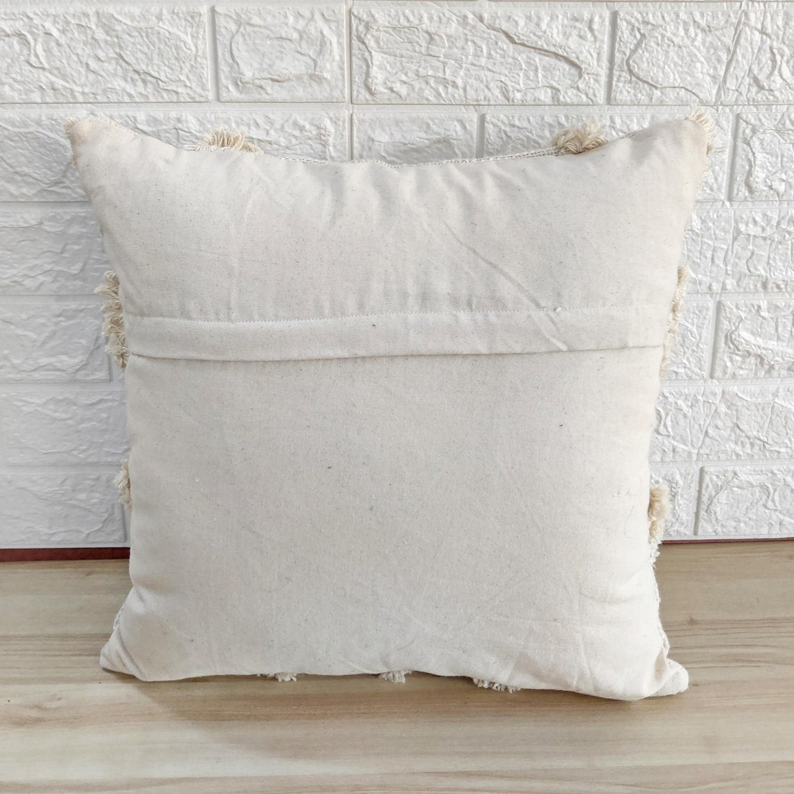 Ivory Handtufted Textured Cotton Cushion Cover