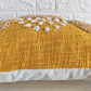 Mustard Yellow & Ivory Hand Embroidered Tufted Textured Cotton Cushion Cover