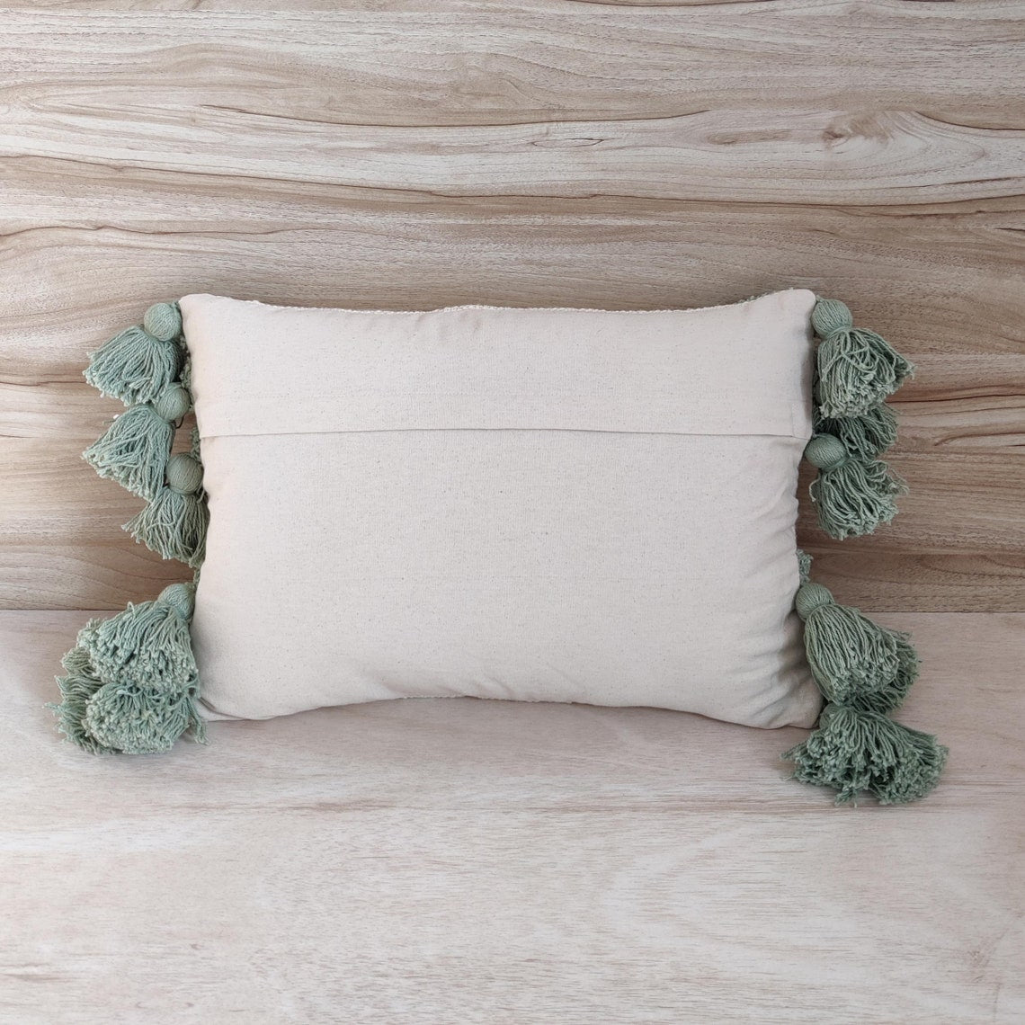Ivory & Sage Green Tufted Boho Textured Cotton cushion cover