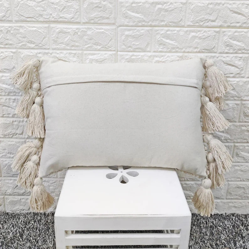 Ivory Tufted Boho Textured Cotton cushion cover