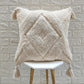 Ivory 100% Cotton Tufted Boho Cushion Cover