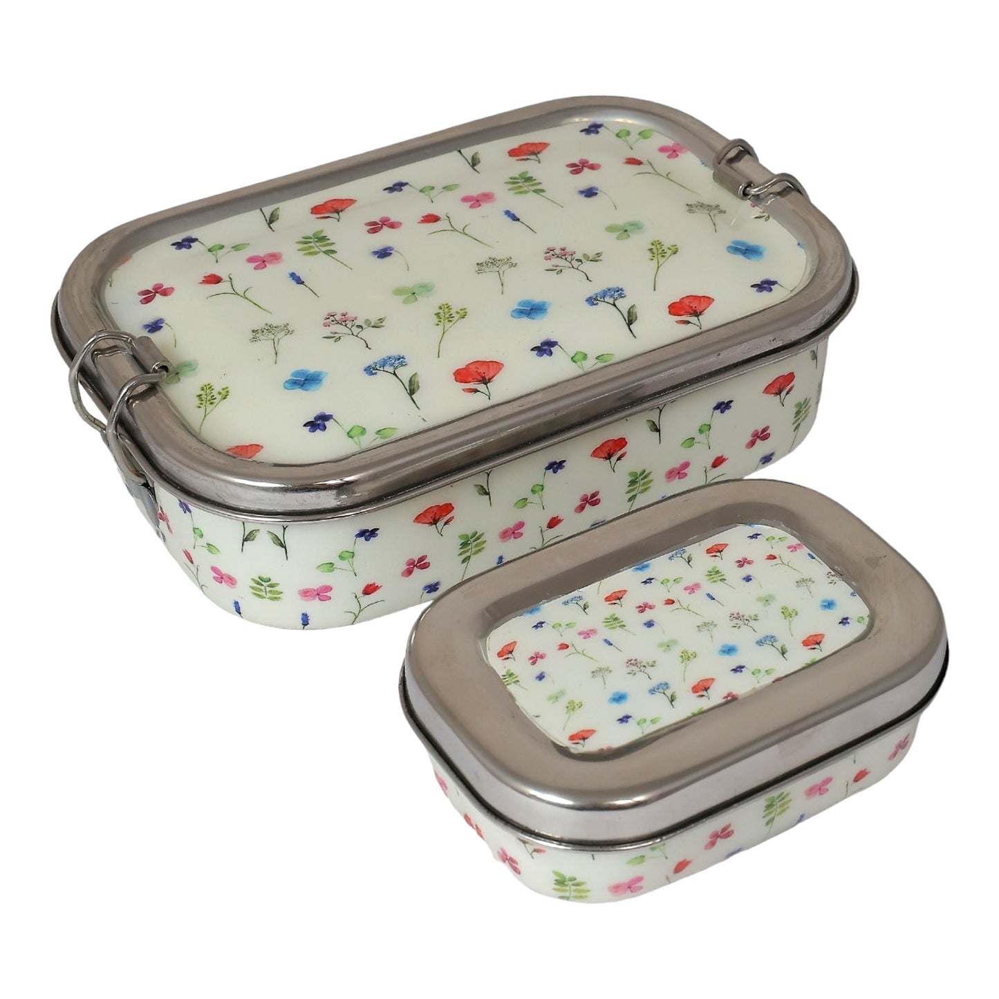 Floral Print Steel Tiffin