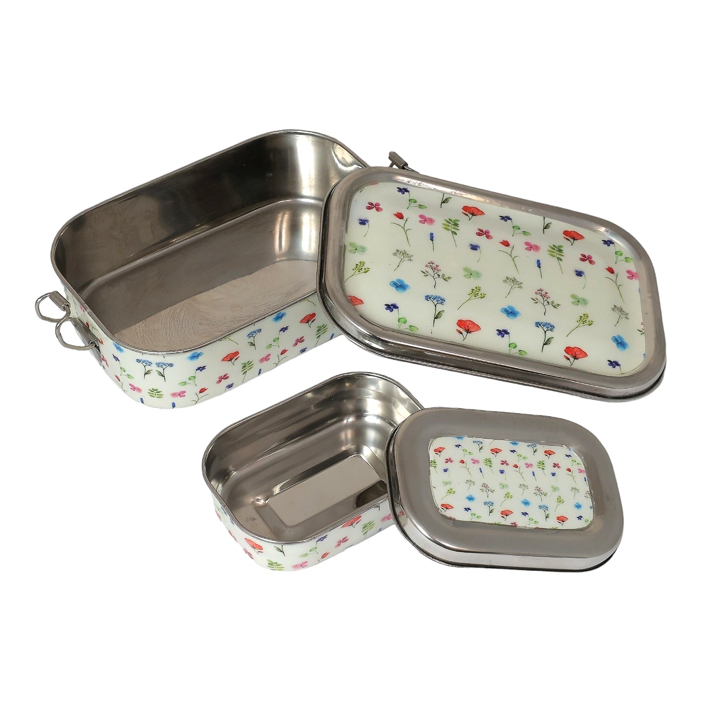 Floral Print Steel Tiffin