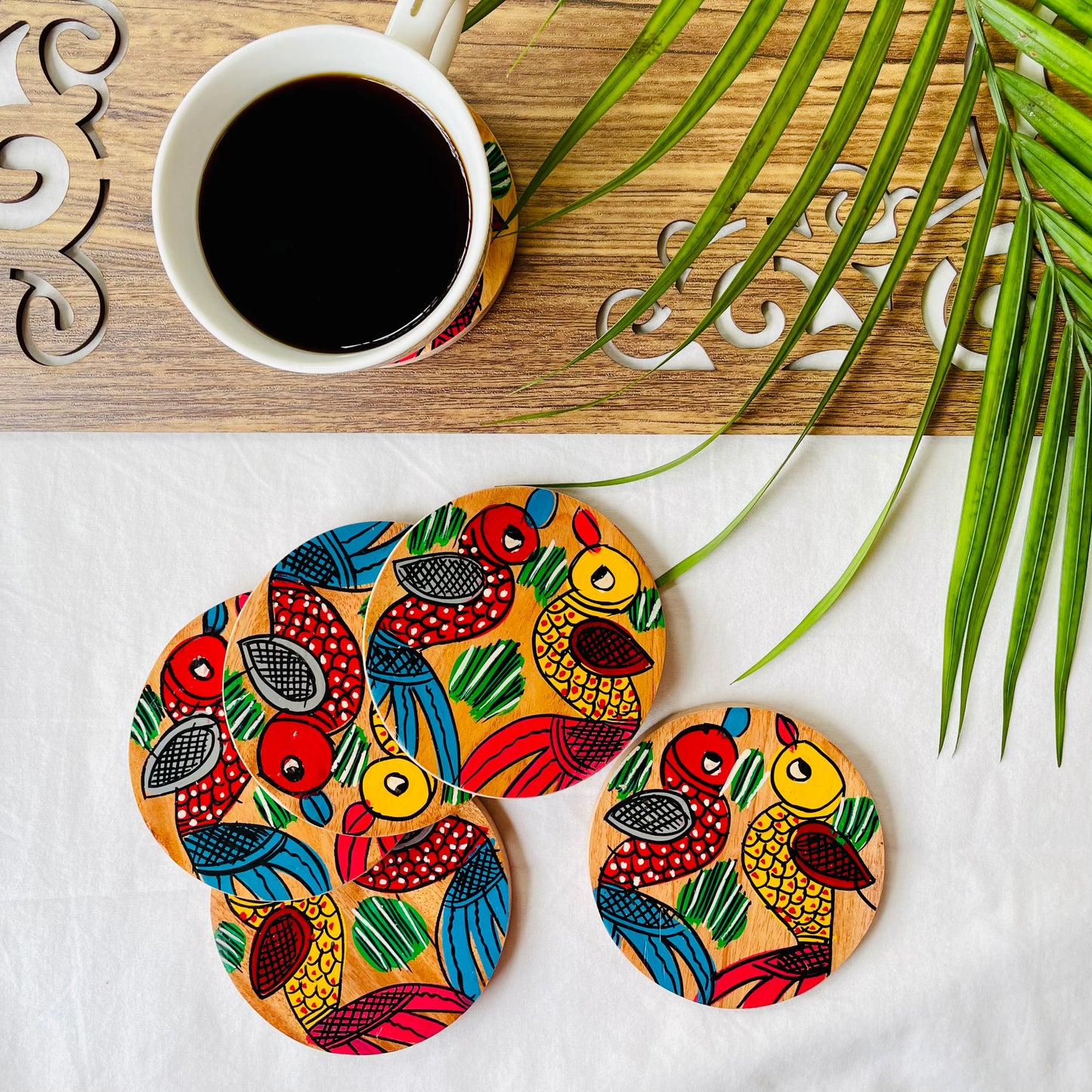 Pakhi - Round Wooden Coasters