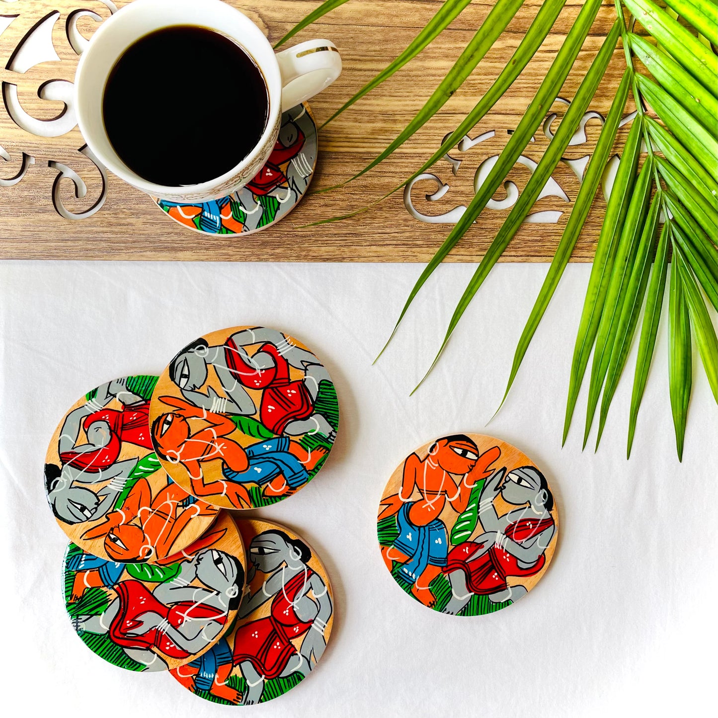 Nritya - Round Wooden Coasters