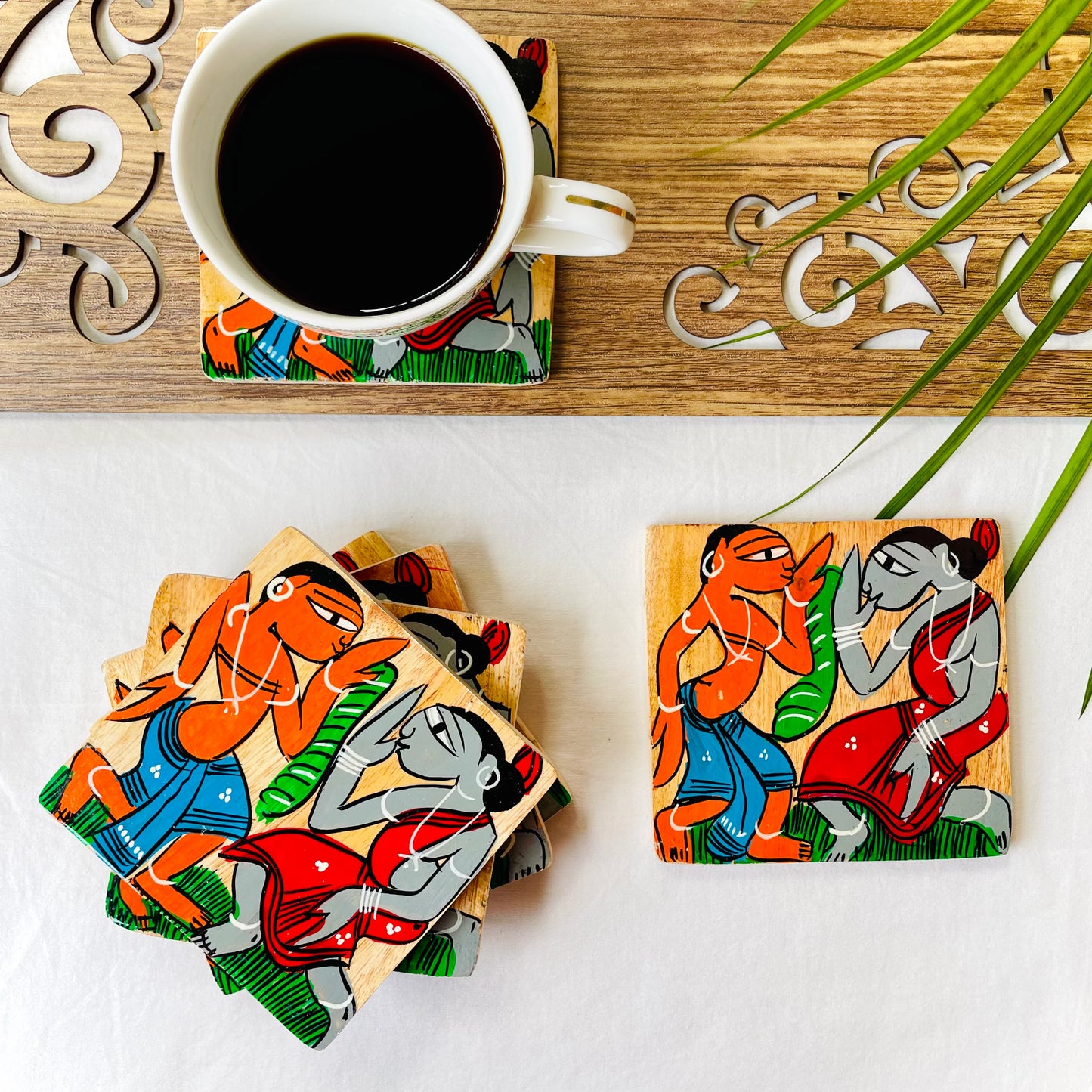 Nritya - Round Wooden Coasters