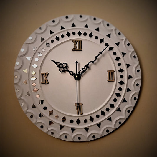Kutch Lippan Mud & Mirror Work Wall Clock