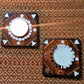 Kutch Pottery Mirror Work Tealight Holder Square Small (Set of 2)