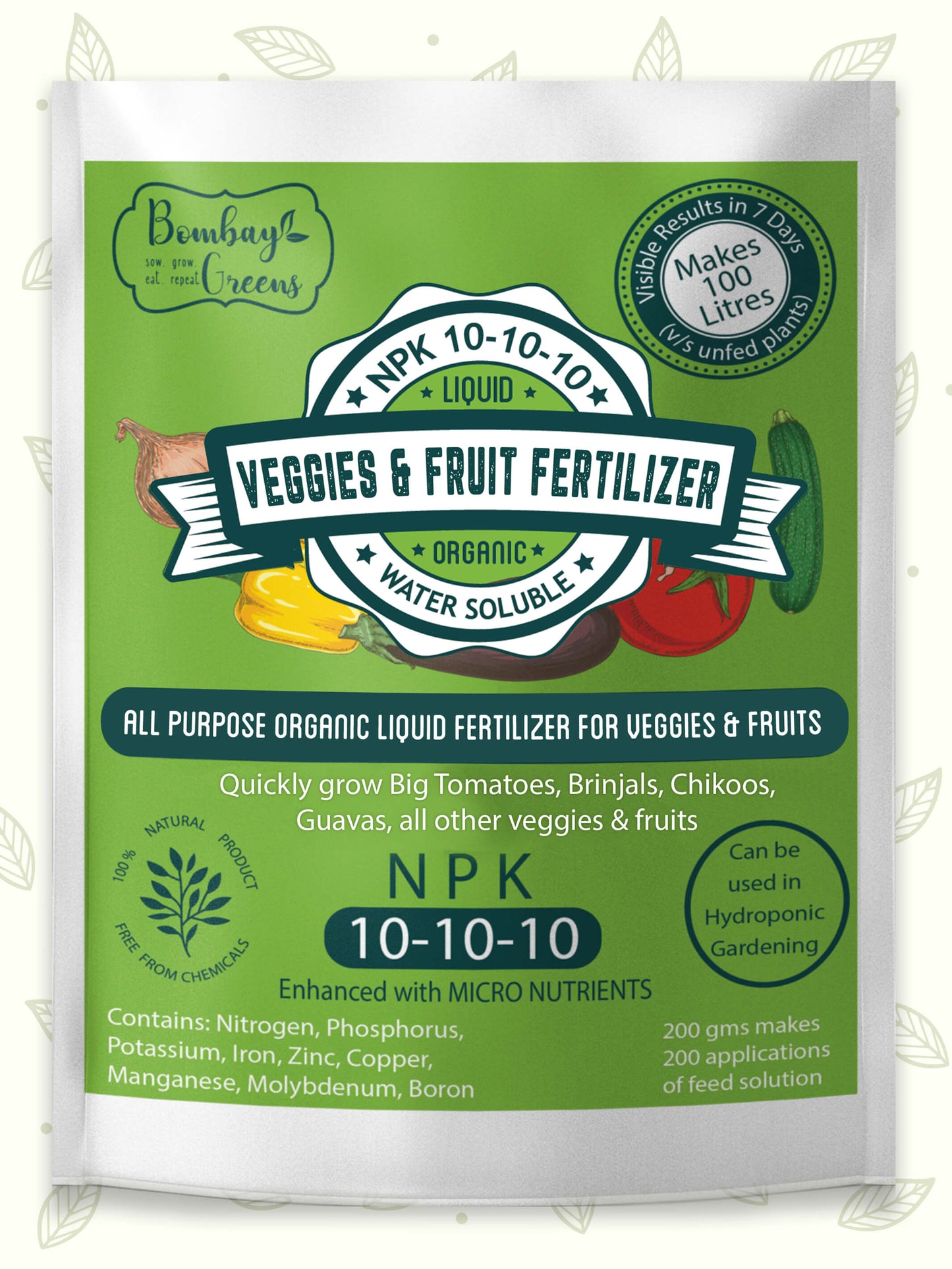 Liquid Organic Fertilizer for Vegetables & Fruits - NPK (10-10-10)2