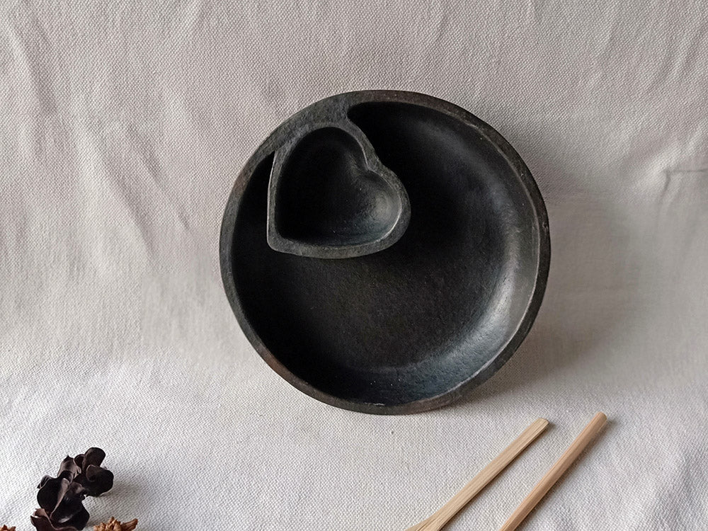 Longpi Black Pottery Chip-n-Dip or Momo Platter