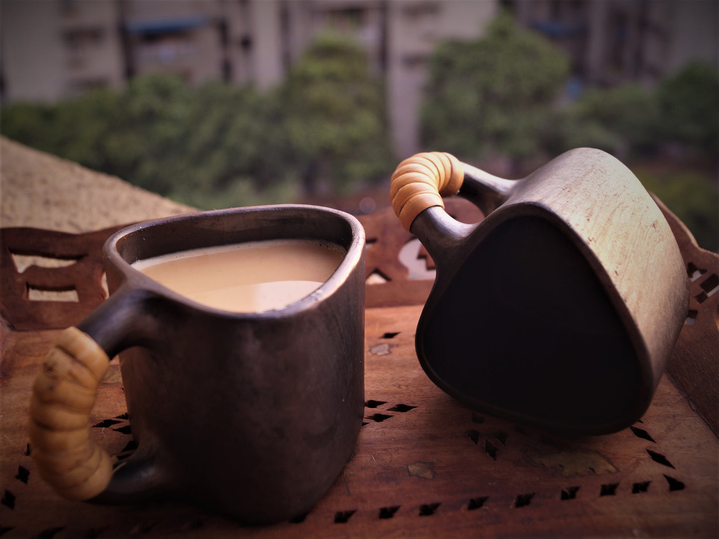 Longpi Black Pottery Trikon Coffee Mug Small