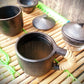 Longpi Black Pottery Infusion Tea Mug Large With Strainer and Lid