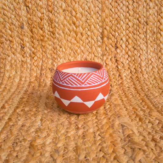 Hand Painted Terracotta Soy Wax Candle - Mountains