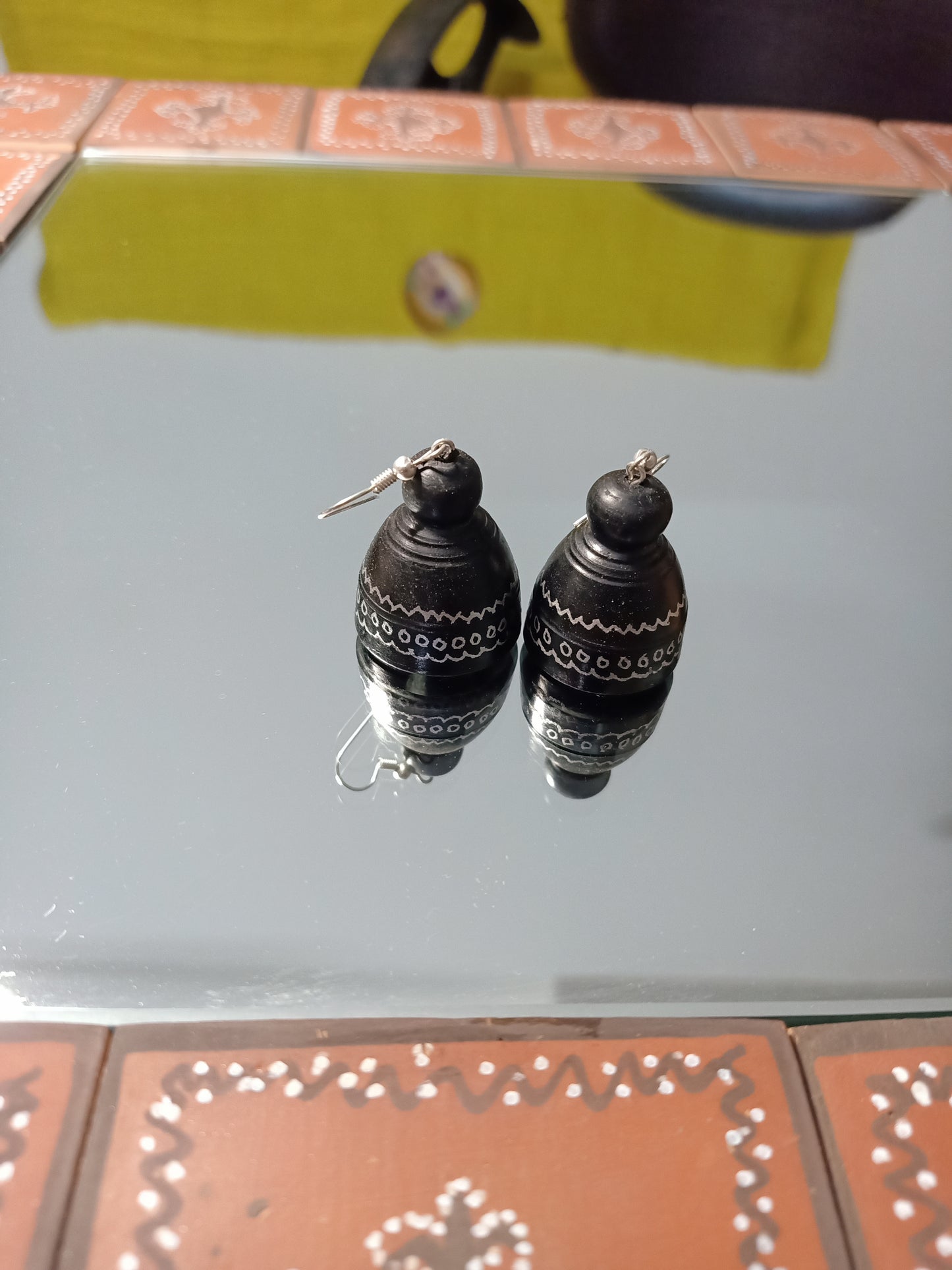 Nizamabad Black Pottery Craft Jhumki Earrings