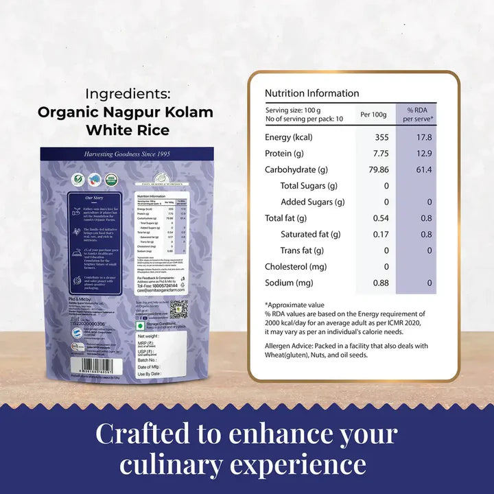 Organic Nagpur Kolam White Rice