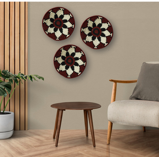 Flowery Maroon & Black Wall Plate