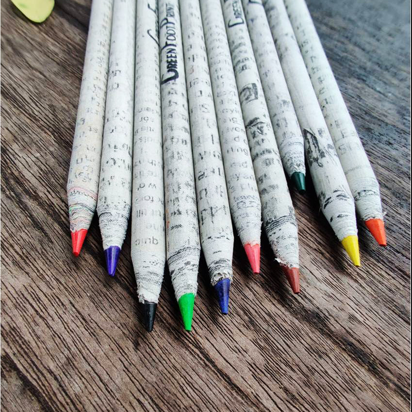 Recycled News Paper Plantable Seed COLOUR Pencils| Pack of 10