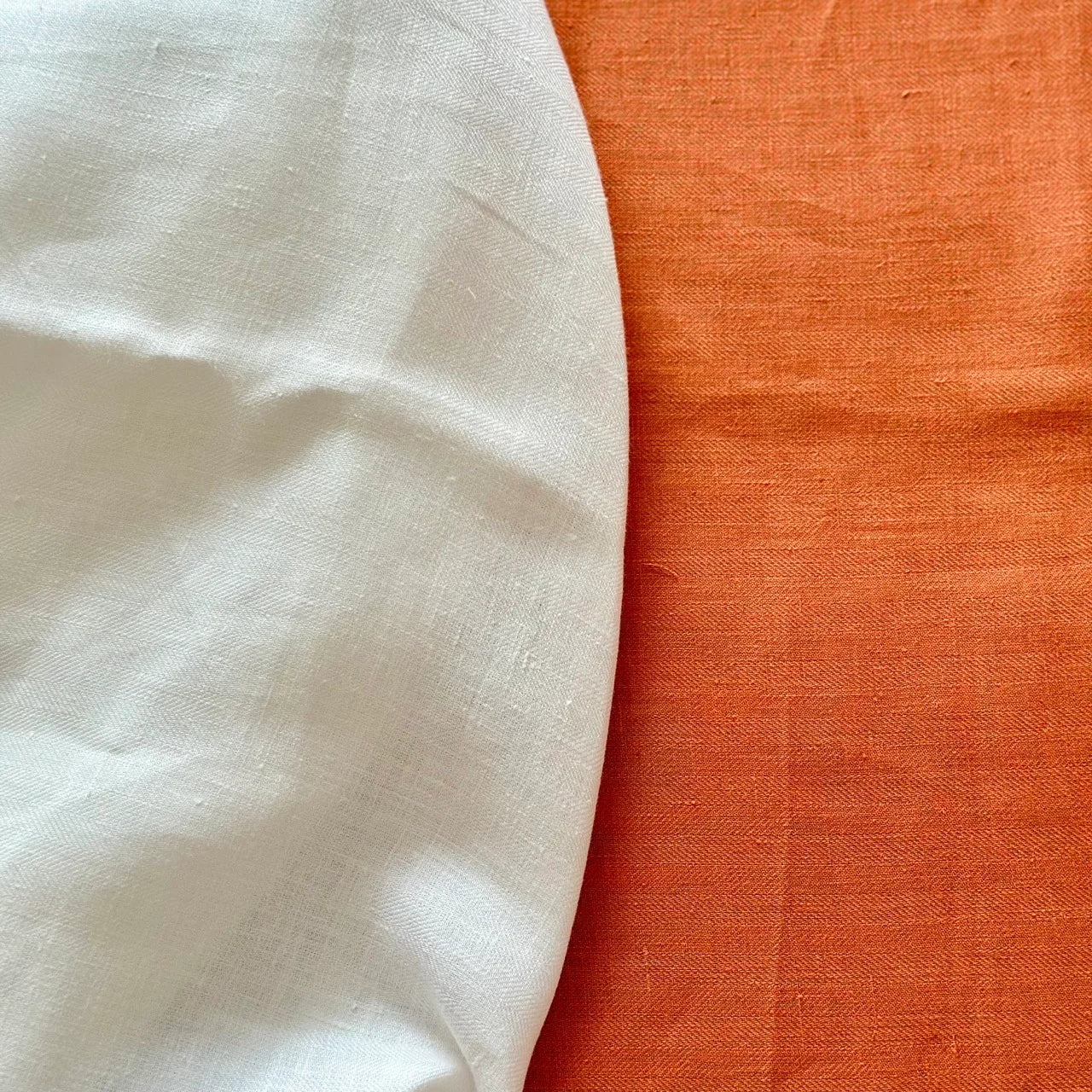 Rust Orange Hemp Bedsheet Set | Herringbone Weave - Sawera