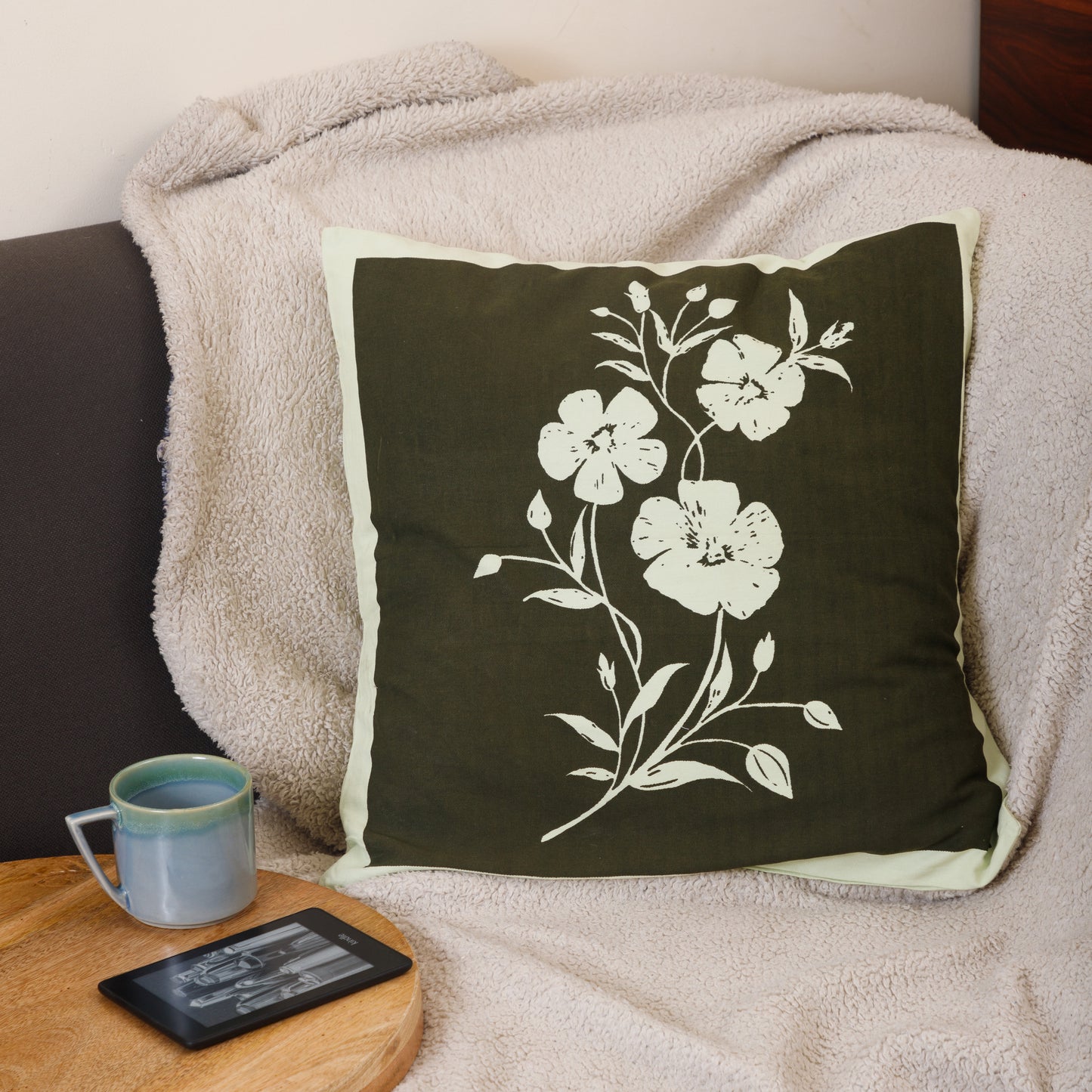 Primula | Floral Print Cushion Cover | 20 x 20 Inch