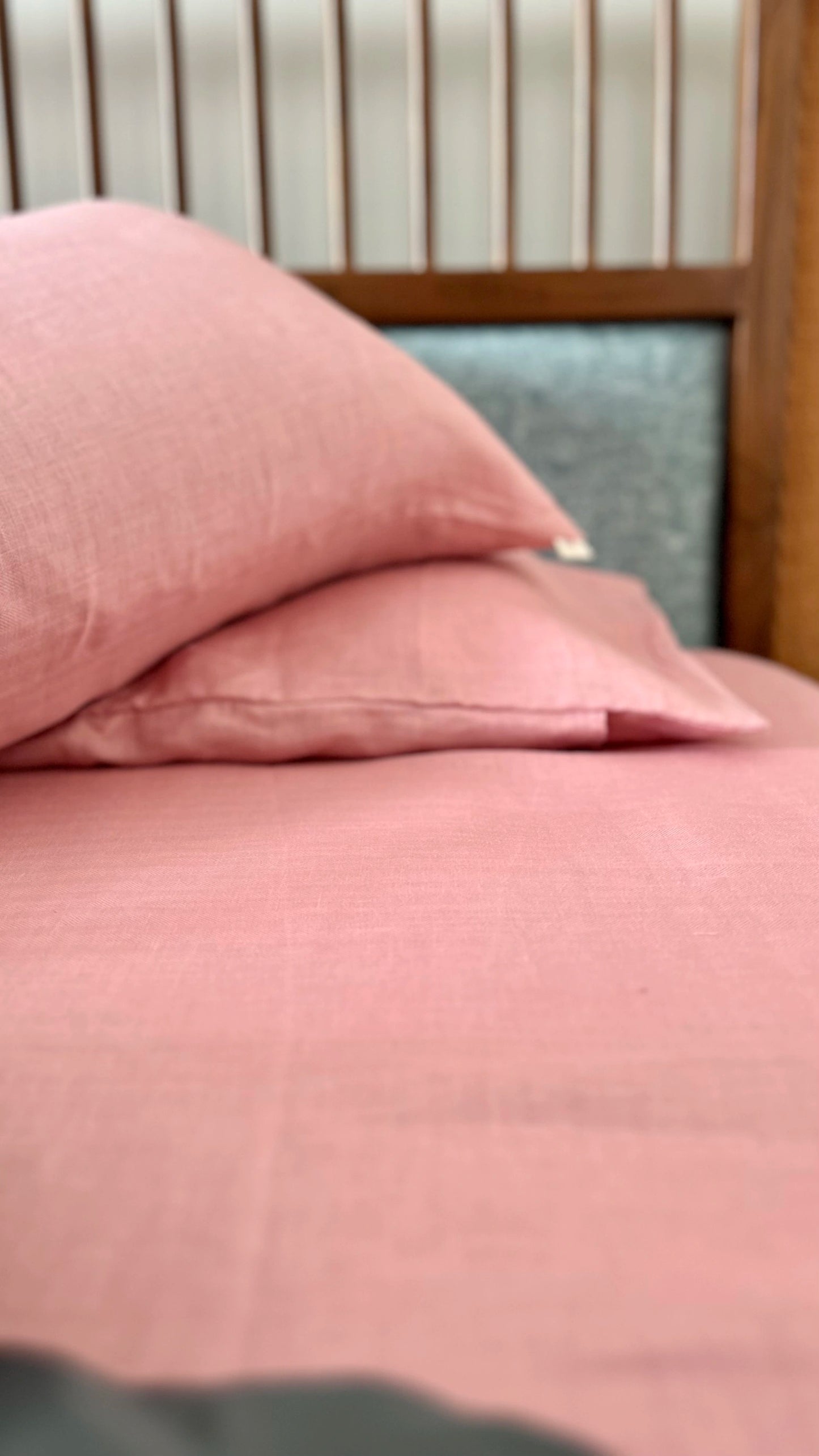 King Size Pastel Pink Hemp Bedsheet Set - Bhinasaar