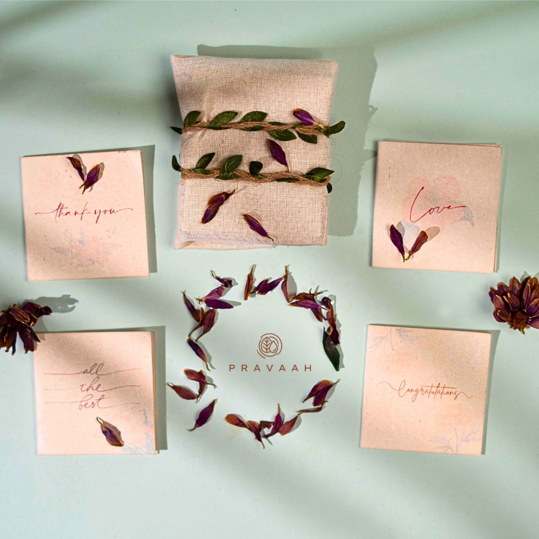 Pushp Hemp Paper Gift Cards | Set of 5 Cards and Envelopes