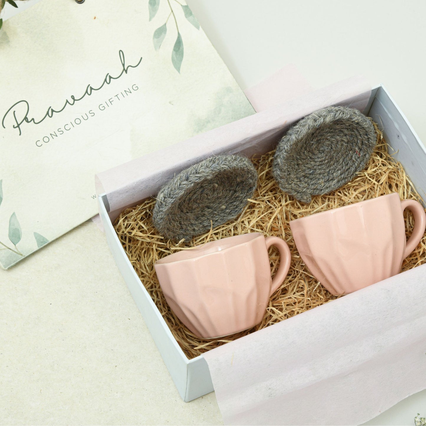 Tea for Two | Cups, coasters and brass spoons | Eco-friendly Gift Hamper