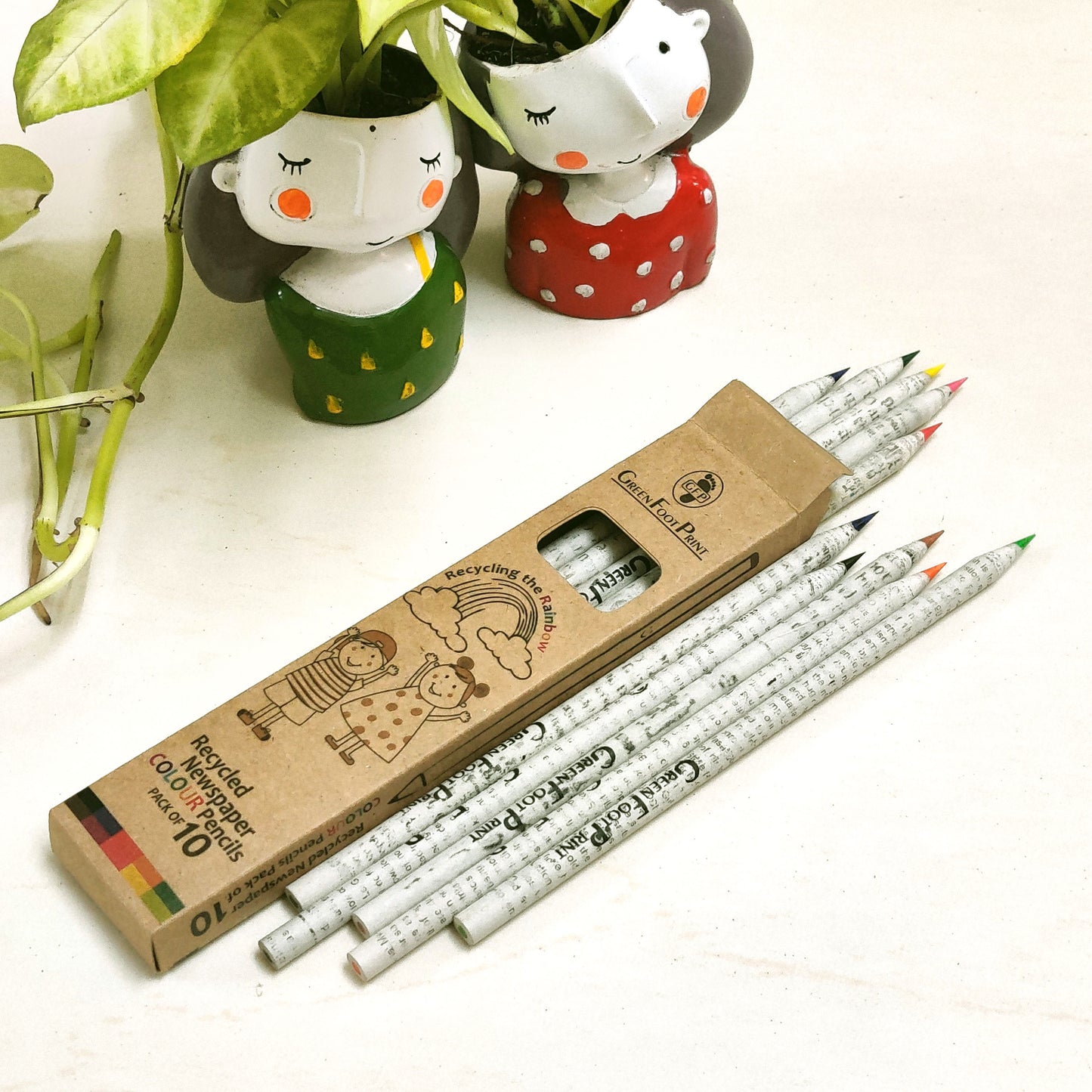 Recycled News paper COLOUR Pencils |Pack of 10