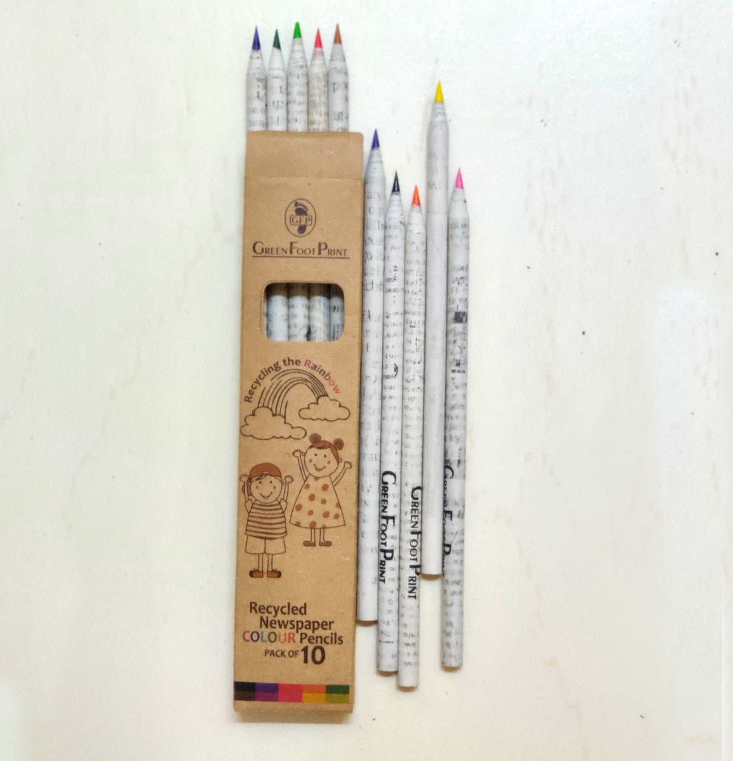 Recycled News Paper COLOUR Pencils |Pack of 10