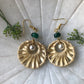 Handcrafted Bamboo Round Weaved Pearl Earrings (Green)