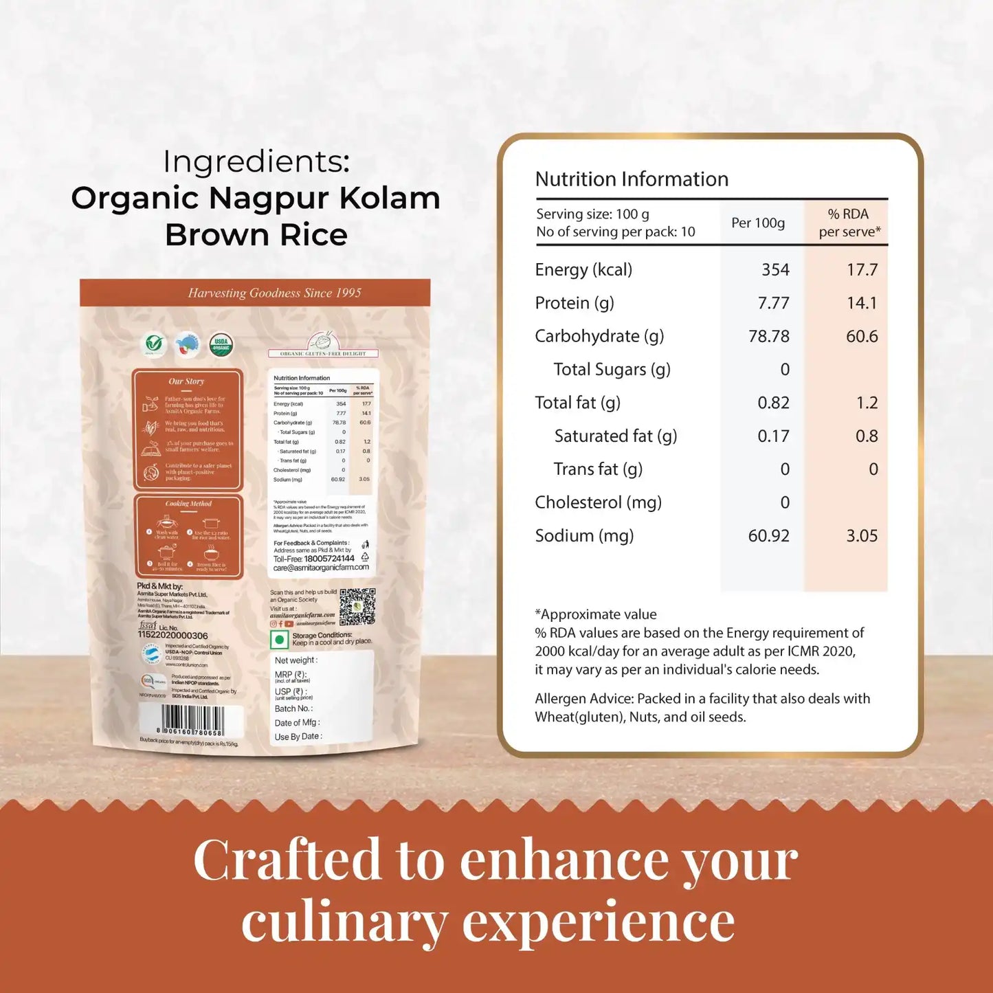 Organic Nagpur Kolam Brown Rice