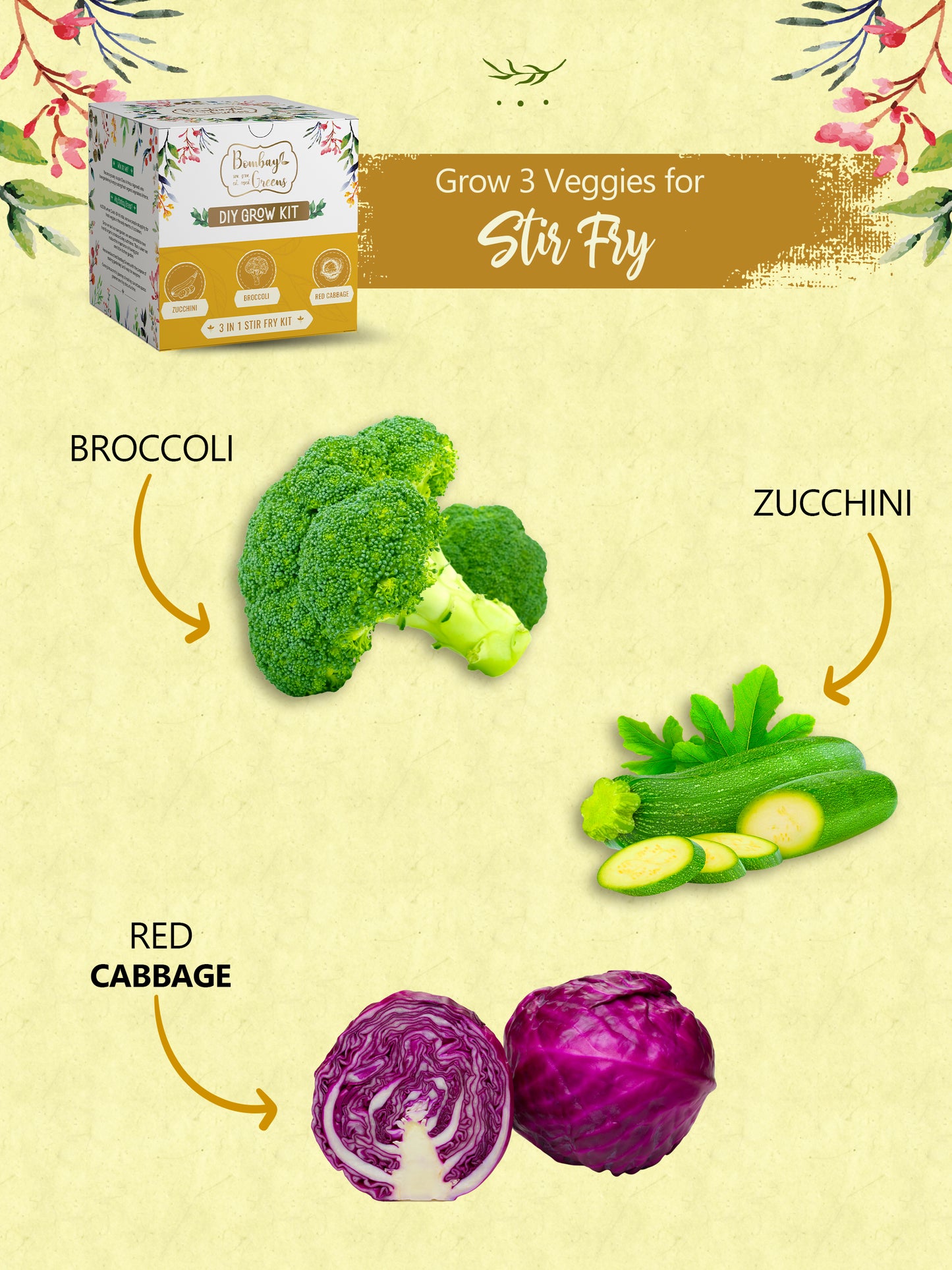 Stir Fry Kit - Zucchini, Broccoli, Red Cabbage
