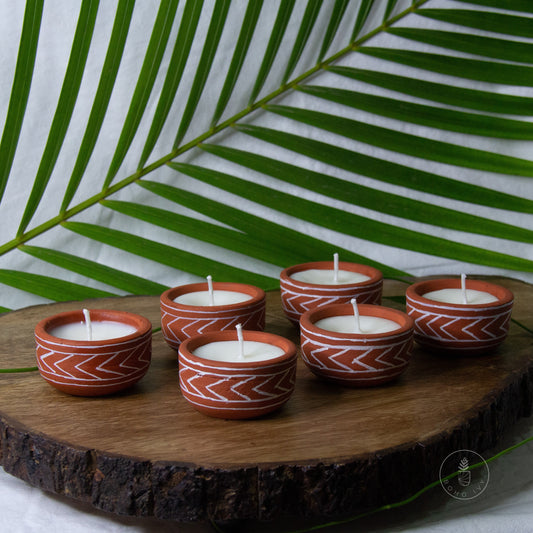Hand Painted Terracotta Soy Wax Mini Candles- Arrows