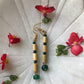 Handcrafted Bamboo Three Bead Earrings (Green)