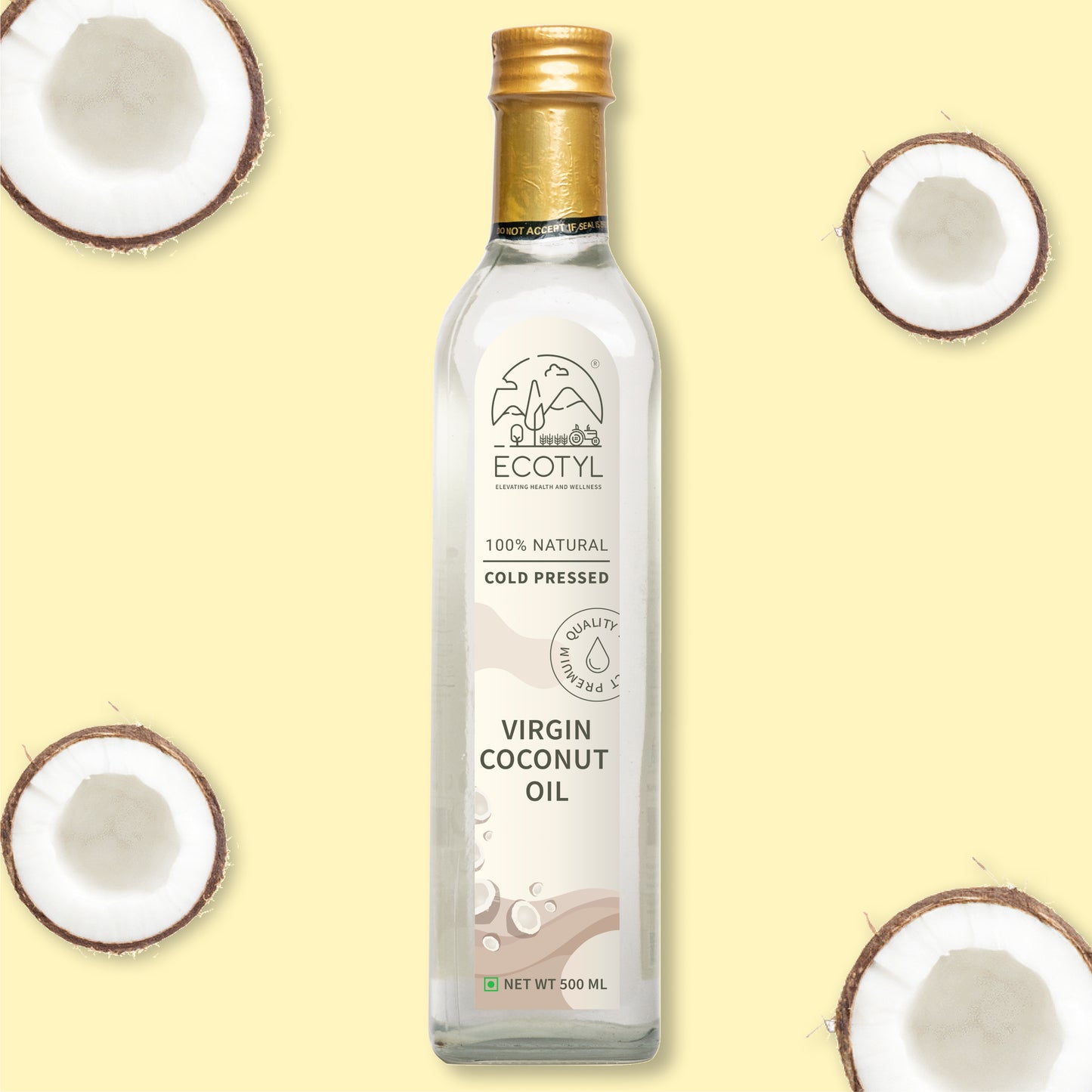 Cold-Pressed Virgin Coconut Oil | Kachi Ghani | Suitable for Cooking | 500ml