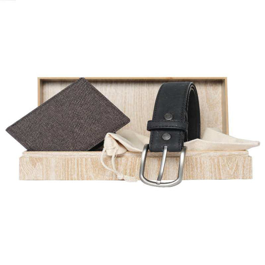 Gift Box Men's: Black Belt and Black Wallet