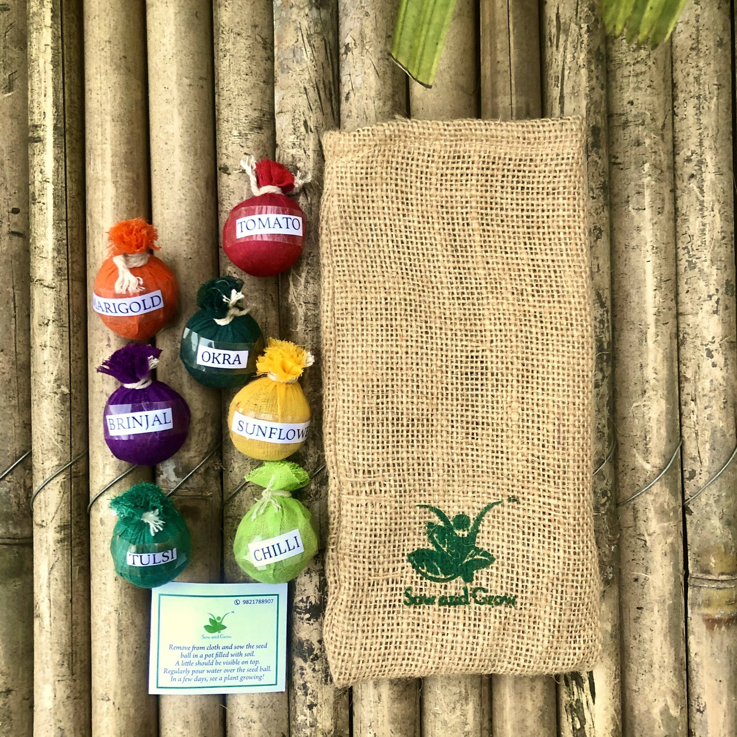 7 Plantable Seed Balls in a Jute Potli with 7 Assorted Seeds
