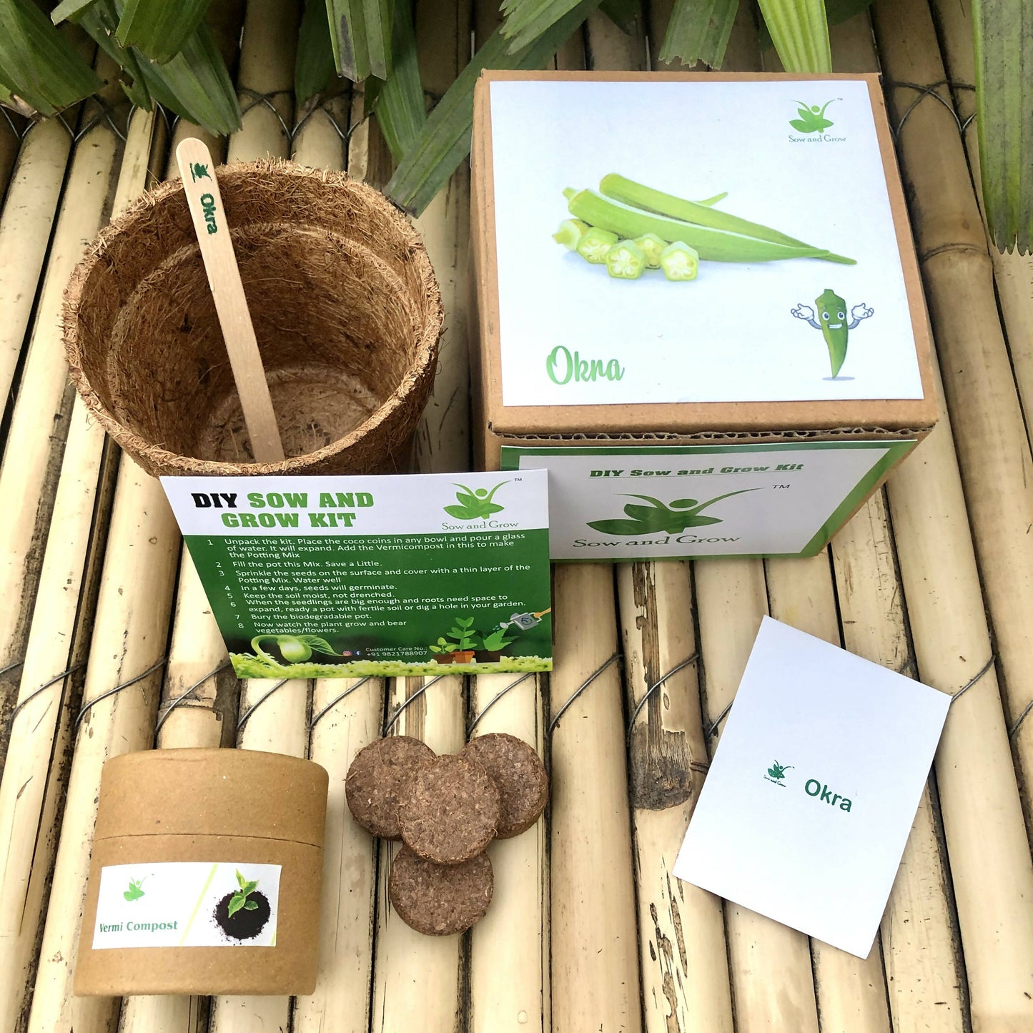 DIY Gardening Kit of Okra / Ladyfinger / Bhindi (Grow it Yourself Vegetable Kit)